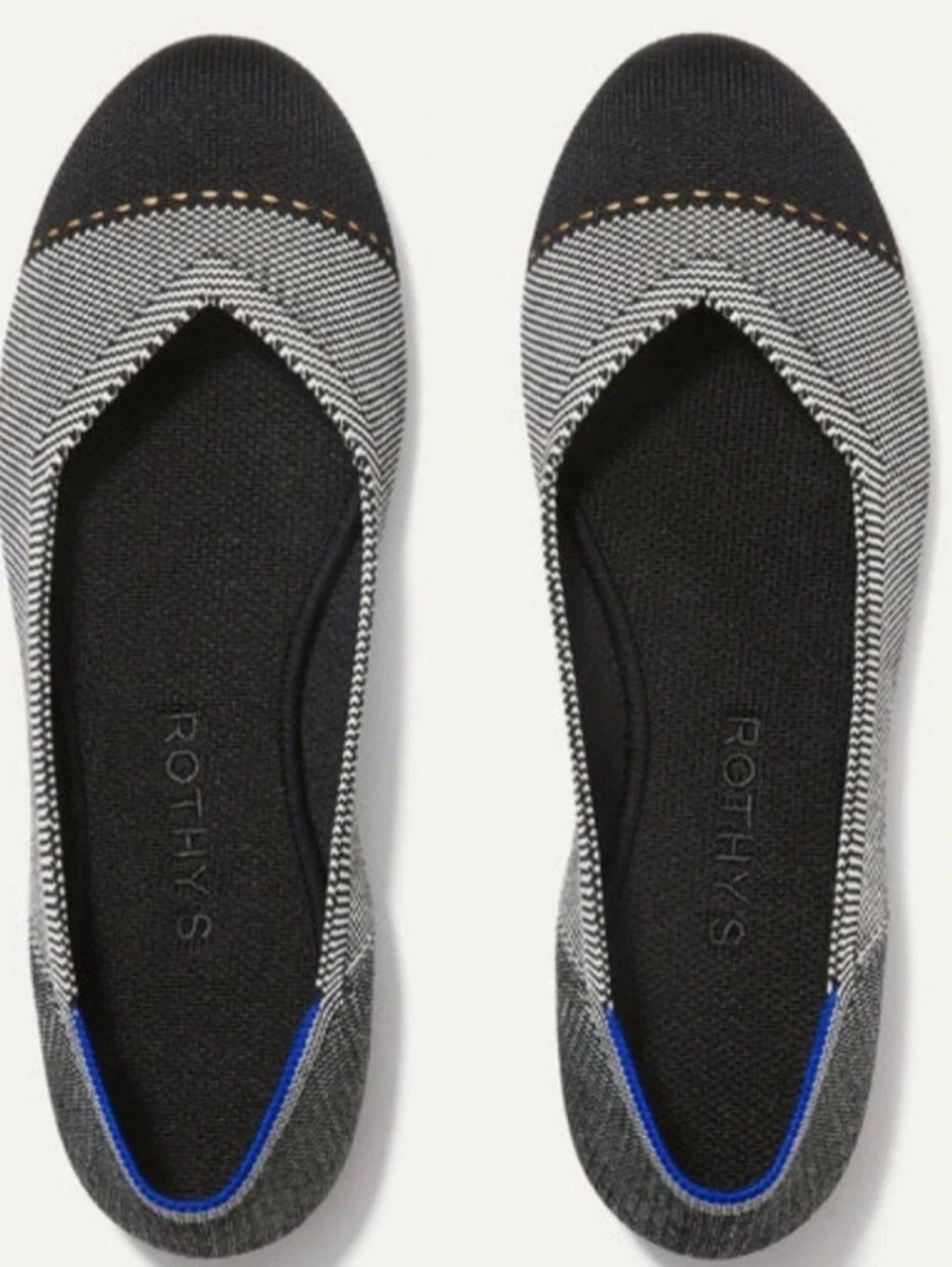 Rothy's the flat charcoal grey round toe, cap toe knit ballet flat size 12